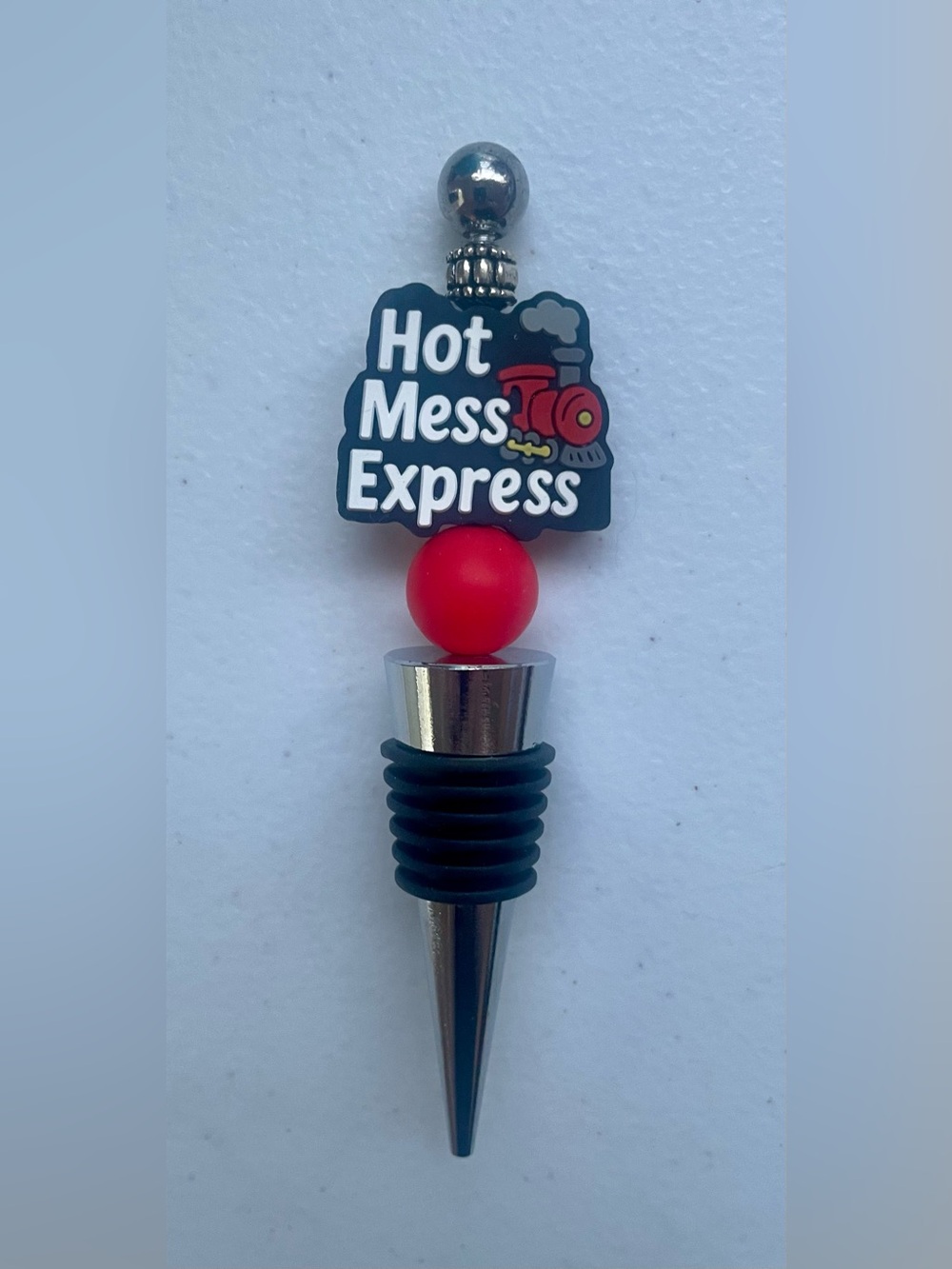 Hot Mess Express Wine Bottle Stopper - Red & Black